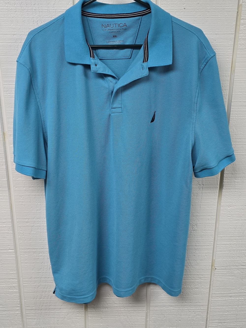 Nautica Men's Aqua Polo Shirt with Contrast Trim XXL Performance Deck